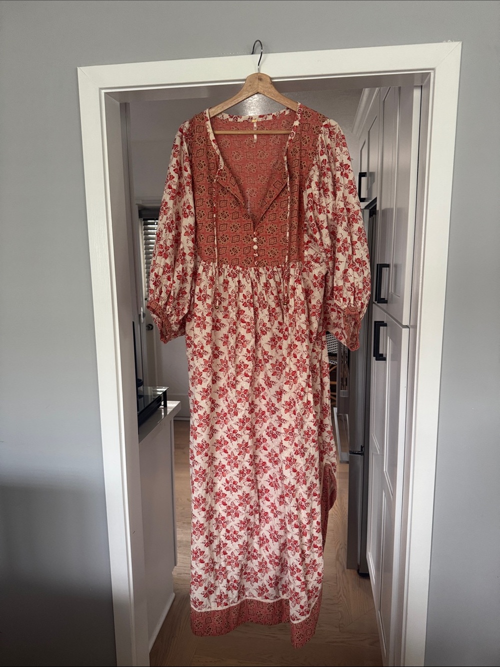 Free People Bohemian Red Floral Maxi Dress